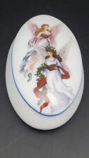 VTG Angels Trinket Oval Dish Reutter Porzellan Germany Lidded Porcelain Box picture