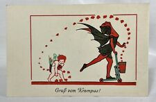 Antique German Christmas She Devil Cupid Postcard 