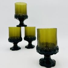 Vintage Franciscan Madeira Tiffin Green Amber Goblet Wine Glasses Set Of 4 picture