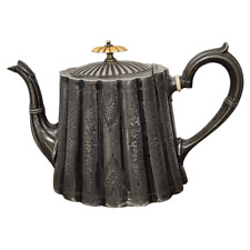 Vintage Antiqued Pewter Look Teapot Vintage Silver Teapot Silver Plated Tea Pot picture