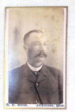 1880s 1890s Man Handbar Mustache CDV Cabinet Card Jefferson Wis picture