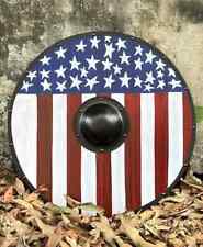 American Flag Shield Viking Patriotic Authentic Distressed Battleworn Wood 24 in picture