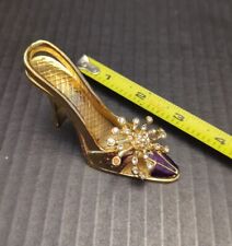 Rucinni Style Unmarked Miniature High Heel Shoe With Crystals Purple + Gold picture
