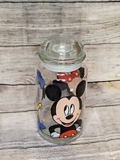 Vintage Disney Anchor Hocking Glass Jar Canister Mickey Minnie Donald USA 8.5