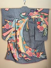 Child's Kimono - Multicolor Noshi Pattern w/ Gold Highlight - Synthetic Material picture
