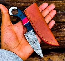 Damascus Steel Survival Knife - Custom Handcrafted Mini Skinner KNIFE W/SHEATH picture
