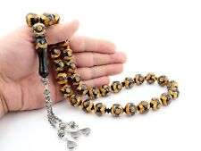 Huge amber and 925 silver inlay Kuka tree 33 beads Prayer Beads Tasbih 504006 picture