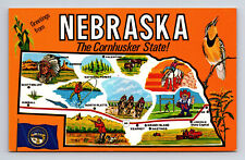 Pictorial Tourist Map Duck Hunting Fishing Cowboys State of Nebraska NE Postcard picture