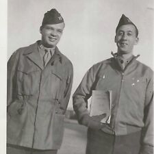 Vintage Snapshot Photo Two Men Military Uniforms Holding Book Atlantic City 1946 picture