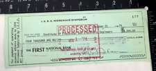 Vintage Check IEEE Institute Electrical Electronic Engineers First National Bank picture