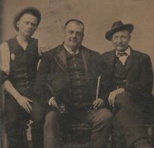 Old Vintage Antique Tintype Photo Portly Gentleman Man w/ Other Young Men Gents picture