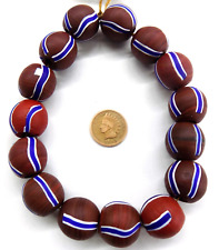 15 XL Rare Early Redwood Striped Antique African Trade Bead style TT107N   READ picture
