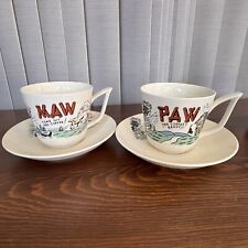 Vintage RARE MAW & PAW Hillbilly Coffee Mug Cup And Saucers Come Git Yer Coffee picture