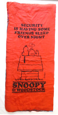 Vintage 1970s Snoopy Woodstock Peanuts IndoorOrange/Blk Sleeping Bag 64” x 32” picture