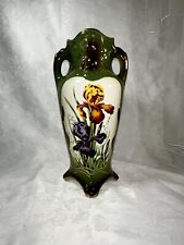 Antique St Amand Hand Painted Vase W/Irises France picture