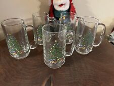 5 Cuthbertson original Christmas Tree Gold Rim tall Glass Mugs picture