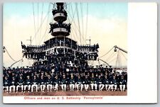 Vintage Postcard Navy Officers and Men on U.S.S. Pennsylvania *C5567 picture