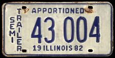 ILLINOIS 1982 APPORTIONED SEMI TRAILER License Plate #43004 - Big Rig /Tractor picture