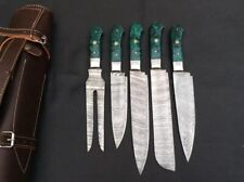 SUPER BLADE COSTUME HAND MADE DAMASCUS STEEL CHEF KNIVES SET FIVE 5 PIECES AA 90 picture
