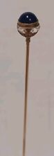 Tiffany & Co 14k Gold Hat Pin Etruscan Revival Lapis Lazuli Rock Crystal Stick picture