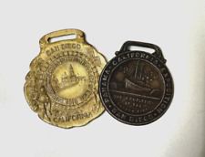 San Diego Panama California International Exposition  Lot of 2 Watch Fobs 1915 picture