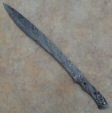 Handmade 24 Inches Damascus Steel Sword Full Tang Blank Blade Knife With Sheath picture