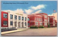 Willimantic Connecticut Windham High School Streetview Linen UNP Postcard picture