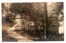 RPPC Real Photo Postcard - Path beside a lake, boathouse picture