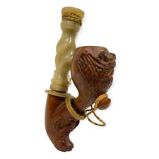 ANTIQUE BRIAR Wood Hand Carved Smoking SITTER Pipe Bakelite Stem ELK Antelope ￼ picture