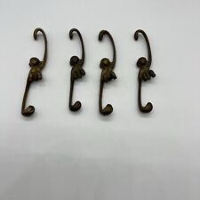 Vintage Set Of Four Brass Monkey Hangers 5” picture
