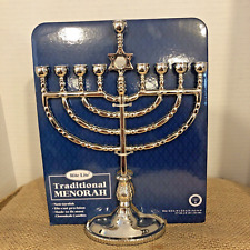NEW Rite Lite Chanukah Hanukkah Traditional Polished Silver Tone Finish Menorah picture