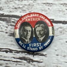 Woodrow Wilson & Marshall 1916 Presidential Campaign Button Ehrman America First picture