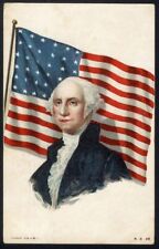 President GEORGE WASHINGTON 1908 Postcard AMERICAN FLAG Patriotic picture