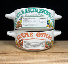 Ljungberg New Orleans Soup Recipe Bowls- Lot 2 Creole Gumbo, Oyster Soup picture