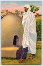 Postcard Taos Indian in Traditional White Robe Linen Unposted A526 picture