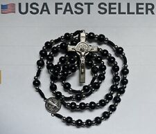 Saint St Benedict Black Men’s Women’s Handmade Catholic 27”🙏  Rosary Wood Beads picture