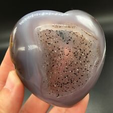  Natural Geode Agate Crystal Polishing Specimen Heart Healing 153.6g S789 picture