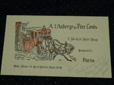 Vintage 2/22/1950 A l’Auberge du Pere Louis Paris Restaurant Business Card picture