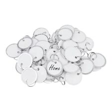 Uniclife 50 Pcs Metal Rim Key Tags 1 Inch Paper Labels 1.25 In, 50 Pack White picture