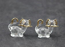 Pair of Blown Glass Cat Figurines with 22KT Gold Accents picture