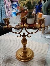 Vintage Three Stick Candlelabra Brass Holder Made In Japan And Marked picture