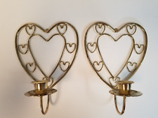 2 Vintage Home Interiors Heart Shape Wall Gold Tone Brass picture