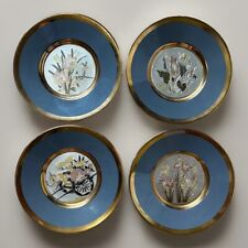 The Art of Chokin ~  6-Inch Plates with Floral Design ~ Made in Japan ~ Set of 4 picture