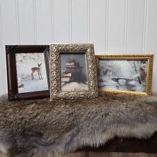 Vintage Lot/Set of 3 Silver/Gold/Wood/Beaded Ornate Small Photo Frames 4x6 3x5 picture