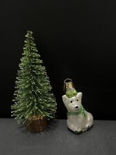 2010 Neiman Marcus Christborn Wegner Glass Christmas Ornament White Scotty Dog picture