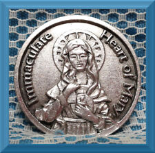 Immaculate Heart of Mary Pocket Token Coin Medal Silver-Dollar Sz Made in ITALY picture