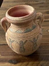 Jug or vase Mexico or new mexico Rustic Clay Mayan Themed Motif Sculpted 7” picture