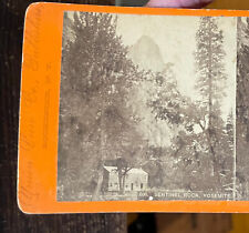 Stereoview PHOTO Sentinel Rock Yosemite Valley Hutchings Hotel CA c1880s OLD picture