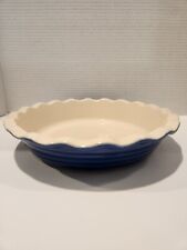 Emile Henry French Ceramic Ruffled Pie Dish Fluted BLUE 31/66 picture