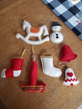 Vintage Christmas Ornaments Lot: 1978 Pony, Bells, Lantern, Boot, Snowman picture